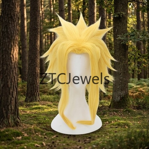 Anime Cosplay Website - شعر مستعار صناعي أصفر مدبب مقاوم