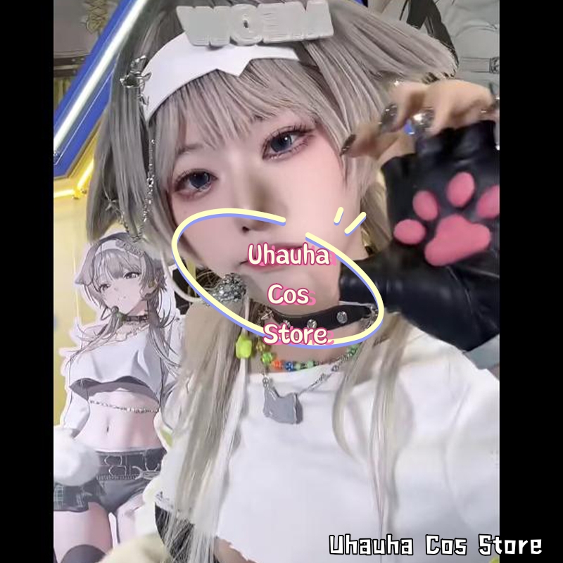 Anime Cosplay Long Hair - CR6.9*Prika Gray شعر مستعار طويل بقصة