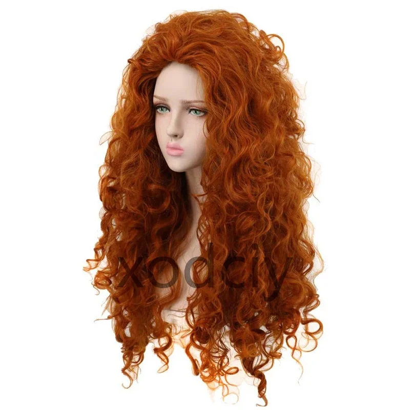 Anime Cosplay Orange Hair - شعر مستعار صناعي طويل مجعد برتقالي