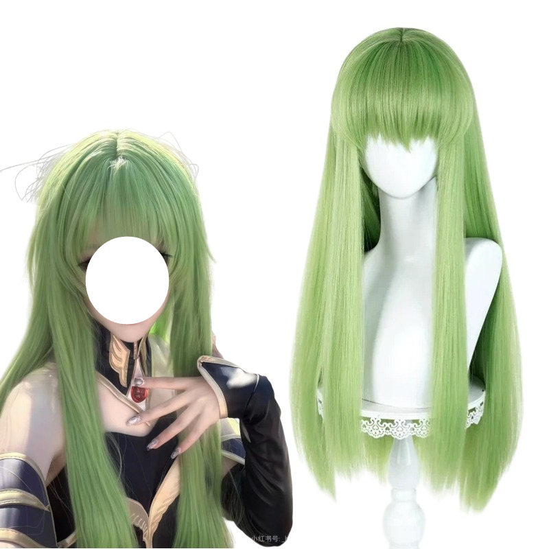 Anime Cosplay Long Hair - شعر مستعار أخضر طويل صناعي لشخصيات