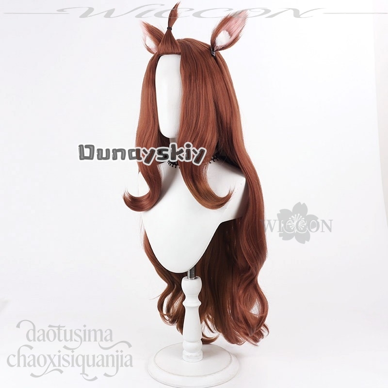KS*27 شعر صناعي طويل بني مجعد  - مراجعة Anime Cosplay Long Hair وسعره