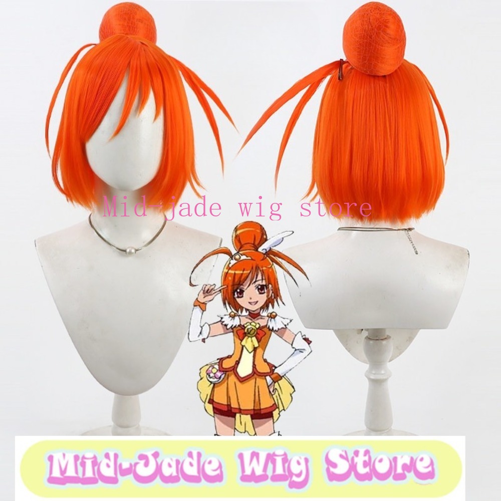 شعر مستعار سمايل بري كيور أكان - مراجعة Anime Cosplay Orange Hair وسعره